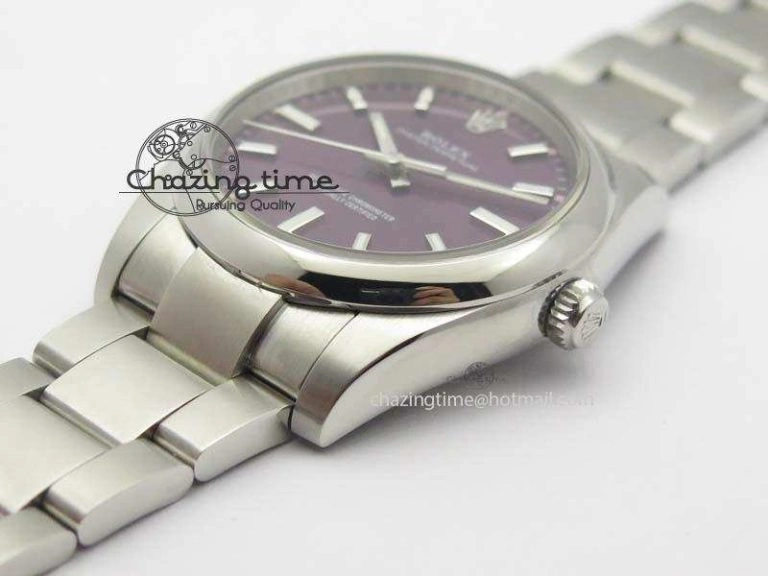 Oyster Perpetual 34mm Ladies 114300 1:1 Best Edition Red Grape Dial On SS Bracelet A Packable 10764