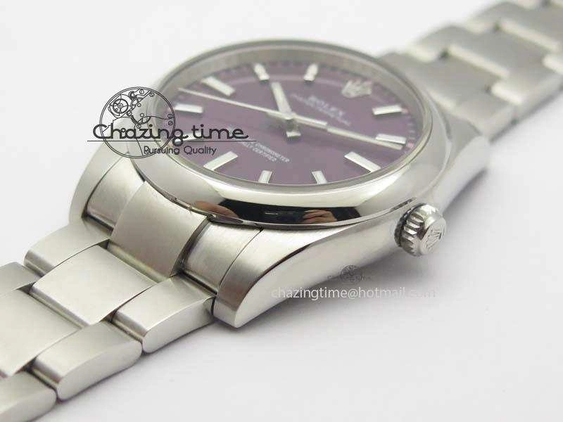 Oyster Perpetual 34mm Ladies 114300 1:1 Best Edition Red Grape Dial On SS Bracelet A Packable 10764