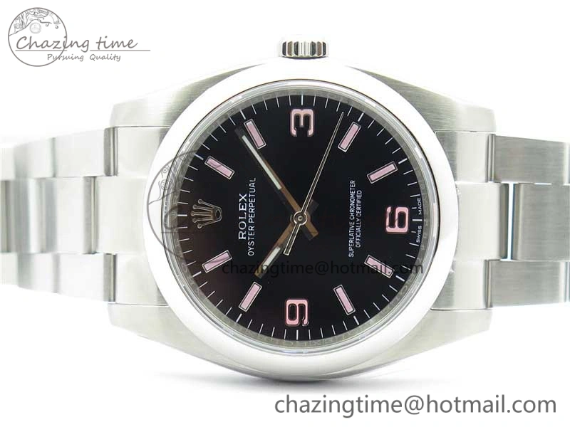 Trendsetting Oyster Perpetual 36 116000 KRF 1:1 Best Edition 904L Steel Black Dial Pink Lume on SS Bracelet A 2968