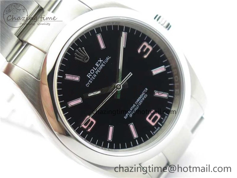 Trendsetting Oyster Perpetual 36 116000 KRF 1:1 Best Edition 904L Steel Black Dial Pink Lume on SS Bracelet A 2968
