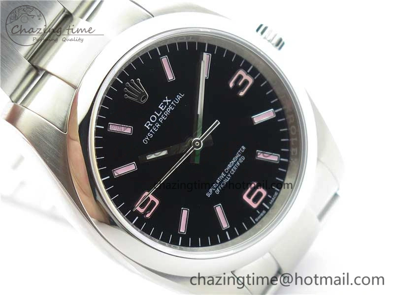 Trendsetting Oyster Perpetual 36 116000 KRF 1:1 Best Edition 904L Steel Black Dial Pink Lume on SS Bracelet A 2968