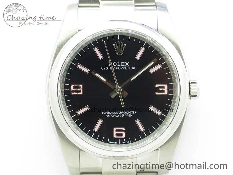 Trendsetting Oyster Perpetual 36 116000 KRF 1:1 Best Edition 904L Steel Black Dial Pink Lume on SS Bracelet A 2968