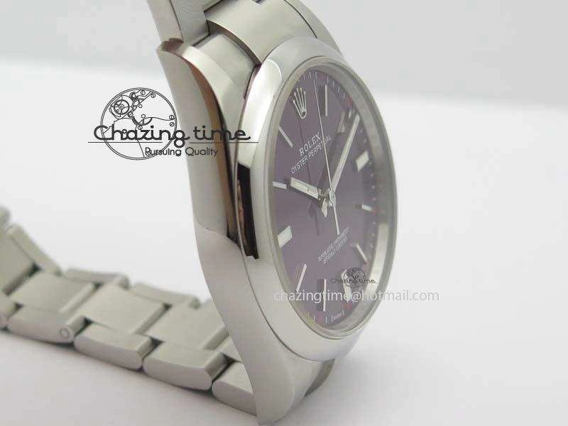 Oyster Perpetual 39mm 114300 1:1 Best Edition Red Grape Dial On SS Bracelet A Lightweight 3807