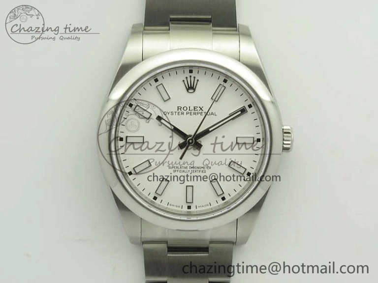 Oyster Perpetual 39mm 114300 BP Maker 1:1 Best Edition White Dial on SS Bracelet SA Compact 3426