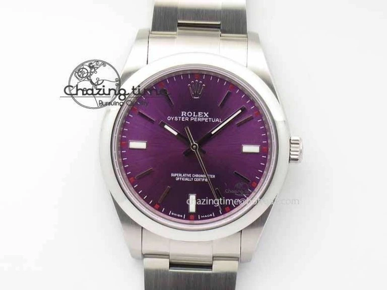 EasyCare Oyster Perpetual 39mm 114300 BP Maker Best Edition Grape Dial On SS Bracelet A 3639