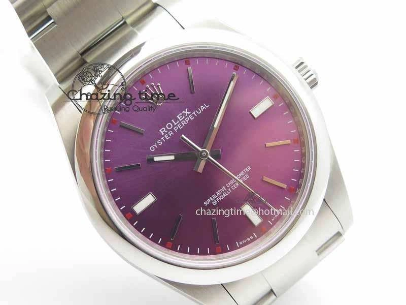 EasyCare Oyster Perpetual 39mm 114300 BP Maker Best Edition Grape Dial On SS Bracelet A 3639
