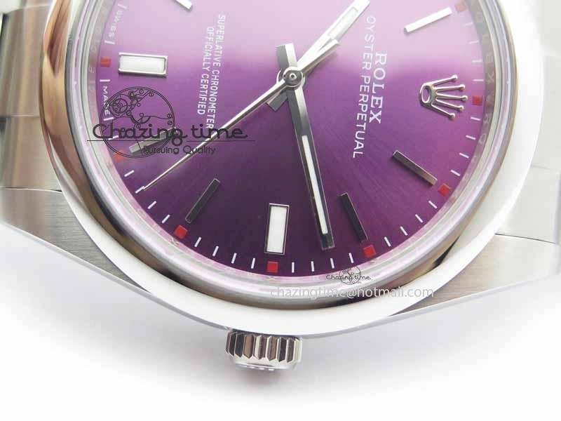 EasyCare Oyster Perpetual 39mm 114300 BP Maker Best Edition Grape Dial On SS Bracelet A 3639