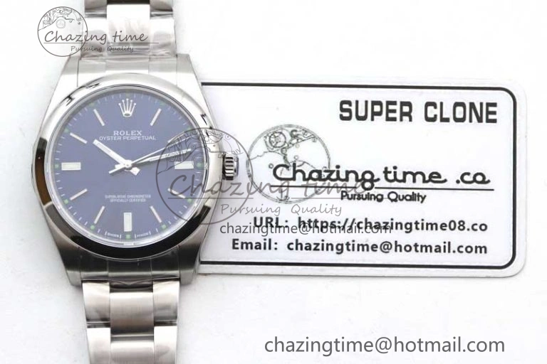 Lightweight Oyster Perpetual 39mm 114300 EWF 1:1 Best Edition 904L Steel Blue Dial on SS Bracelet SA 2005