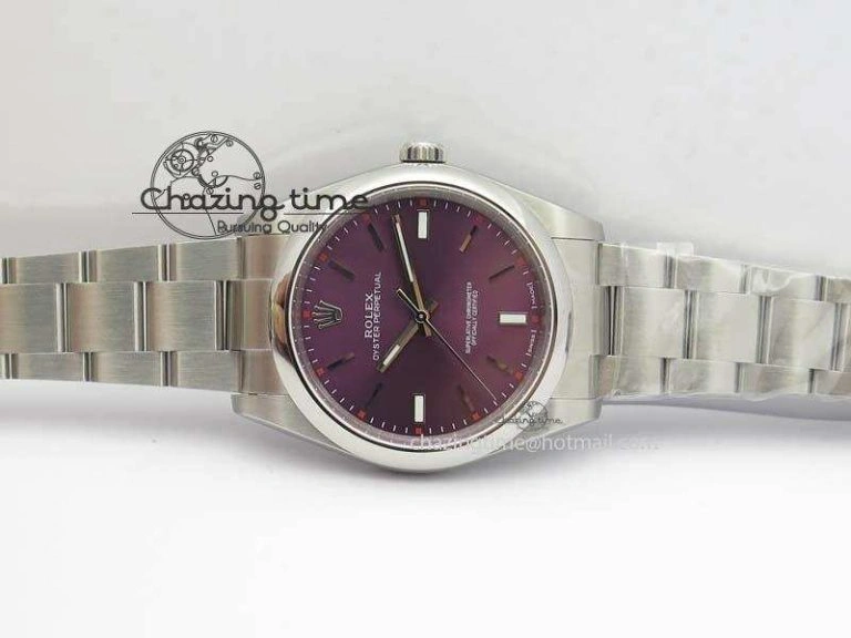 Oyster Perpetual 39mm 114300 JF 1:1 Best Edition Grape Dial On SS Bracelet SA Sporty 3792