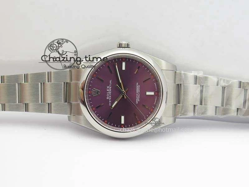 Oyster Perpetual 39mm 114300 JF 1:1 Best Edition Grape Dial On SS Bracelet SA Sporty 3792