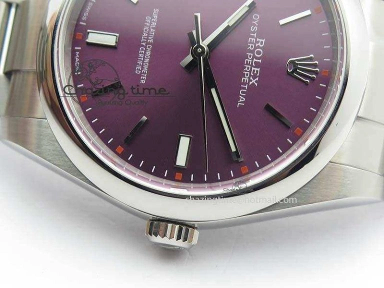 Oyster Perpetual 39mm 114300 JF 1:1 Best Edition Grape Dial On SS Bracelet SA Sporty 3792