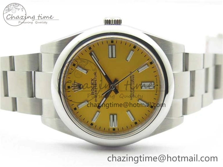 Trendy Oyster Perpetual 41mm 124300 BP Maker Best Edition Yellow Dial on SS Bracelet 2694