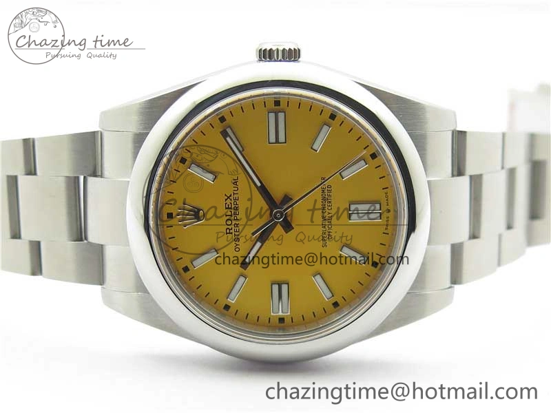 Trendy Oyster Perpetual 41mm 124300 BP Maker Best Edition Yellow Dial on SS Bracelet 2694