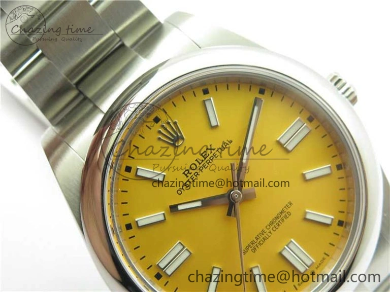 Trendy Oyster Perpetual 41mm 124300 BP Maker Best Edition Yellow Dial on SS Bracelet 2694