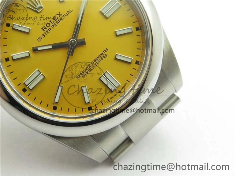 Trendy Oyster Perpetual 41mm 124300 BP Maker Best Edition Yellow Dial on SS Bracelet 2694