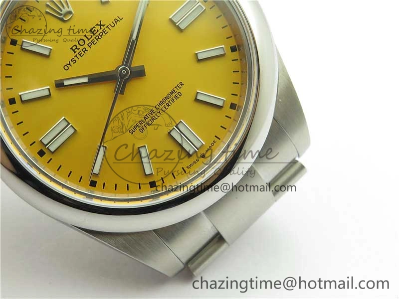 Trendy Oyster Perpetual 41mm 124300 BP Maker Best Edition Yellow Dial on SS Bracelet 2694