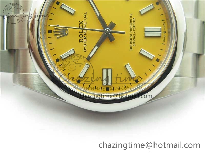 Trendy Oyster Perpetual 41mm 124300 BP Maker Best Edition Yellow Dial on SS Bracelet 2694