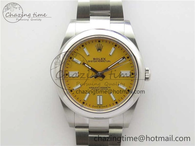 Trendy Oyster Perpetual 41mm 124300 BP Maker Best Edition Yellow Dial on SS Bracelet 2694