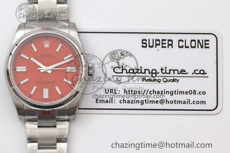 Cozy Oyster Perpetual 41mm 124300 EWF 1:1 Best Edition 904L Steel Red Dial on SS Bracelet A 2189