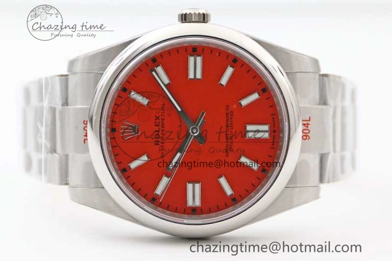 Cozy Oyster Perpetual 41mm 124300 EWF 1:1 Best Edition 904L Steel Red Dial on SS Bracelet A 2189