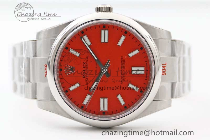 Cozy Oyster Perpetual 41mm 124300 EWF 1:1 Best Edition 904L Steel Red Dial on SS Bracelet A 2189