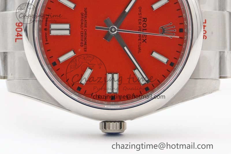 Cozy Oyster Perpetual 41mm 124300 EWF 1:1 Best Edition 904L Steel Red Dial on SS Bracelet A 2189