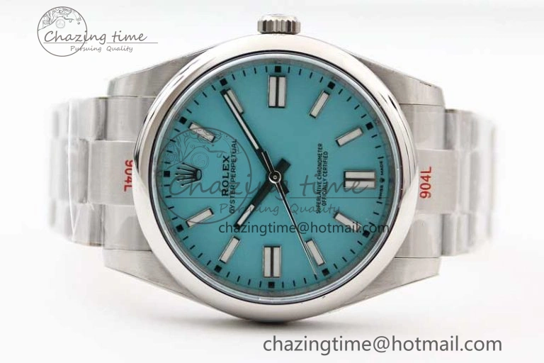 Comfortable Oyster Perpetual 41mm 124300 EWF 1:1 Best Edition 904L Steel Tiffany Blue Dial on SS Bracelet A 2191