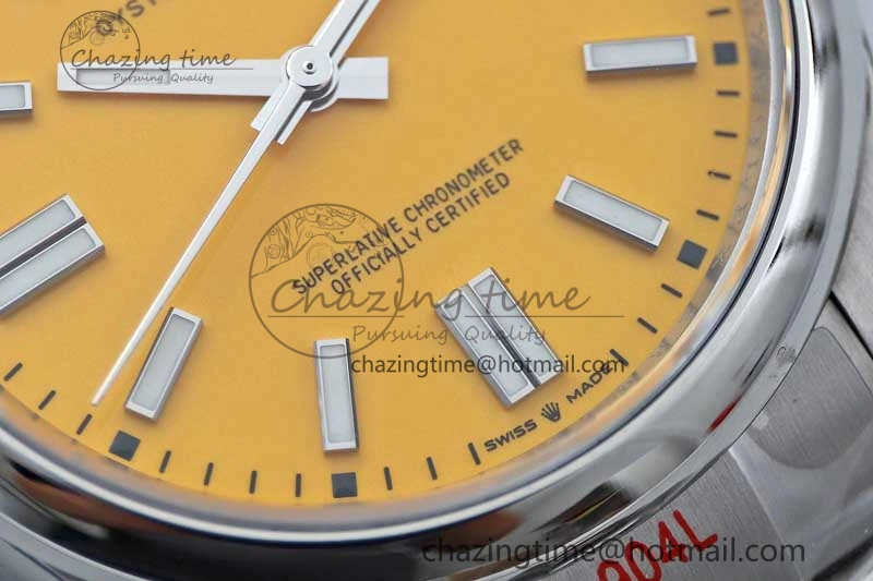 Attractive Oyster Perpetual 41mm 124300 EWF 1:1 Best Edition 904L Steel Yellow Dial on SS Bracelet A 2193