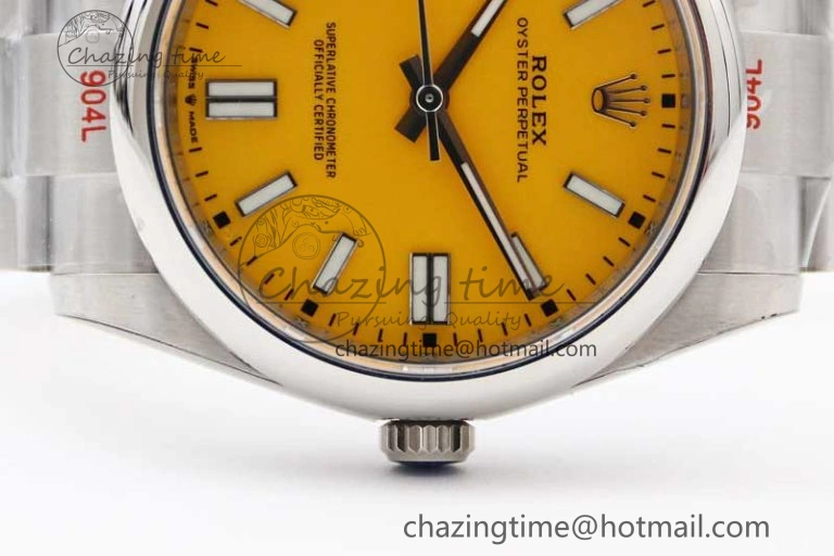 Attractive Oyster Perpetual 41mm 124300 EWF 1:1 Best Edition 904L Steel Yellow Dial on SS Bracelet A 2193