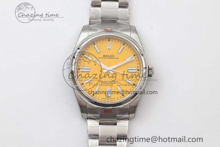 Attractive Oyster Perpetual 41mm 124300 EWF 1:1 Best Edition 904L Steel Yellow Dial on SS Bracelet A 2193