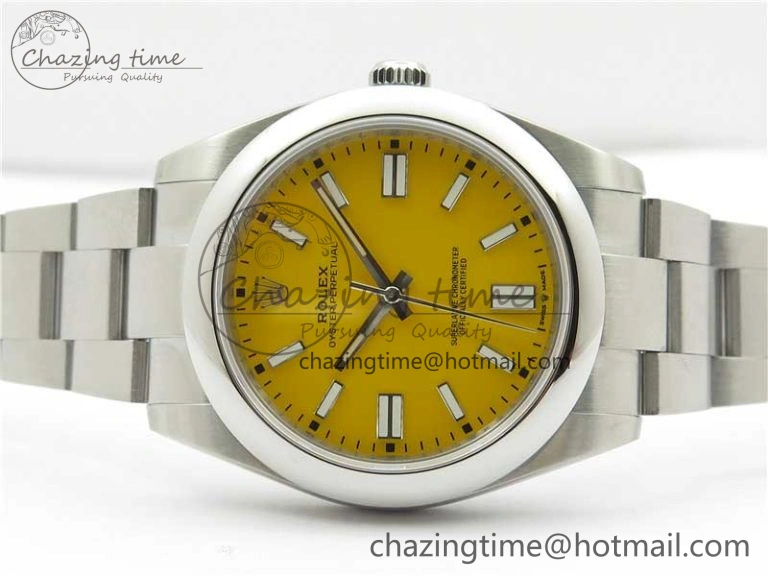 Oyster Perpetual 41mm 124300 EWF Best Edition Yellow Dial on SS Bracelet A Minimalist 2855