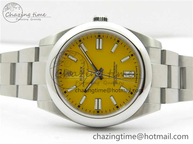 Oyster Perpetual 41mm 124300 EWF Best Edition Yellow Dial on SS Bracelet A Minimalist 2855
