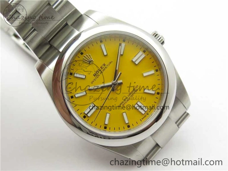 Oyster Perpetual 41mm 124300 EWF Best Edition Yellow Dial on SS Bracelet A Minimalist 2855