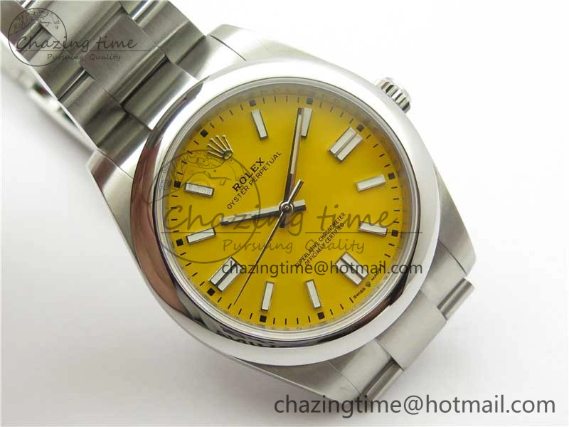 Oyster Perpetual 41mm 124300 EWF Best Edition Yellow Dial on SS Bracelet A Minimalist 2855
