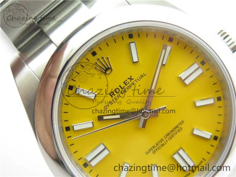 Oyster Perpetual 41mm 124300 EWF Best Edition Yellow Dial on SS Bracelet A Minimalist 2855
