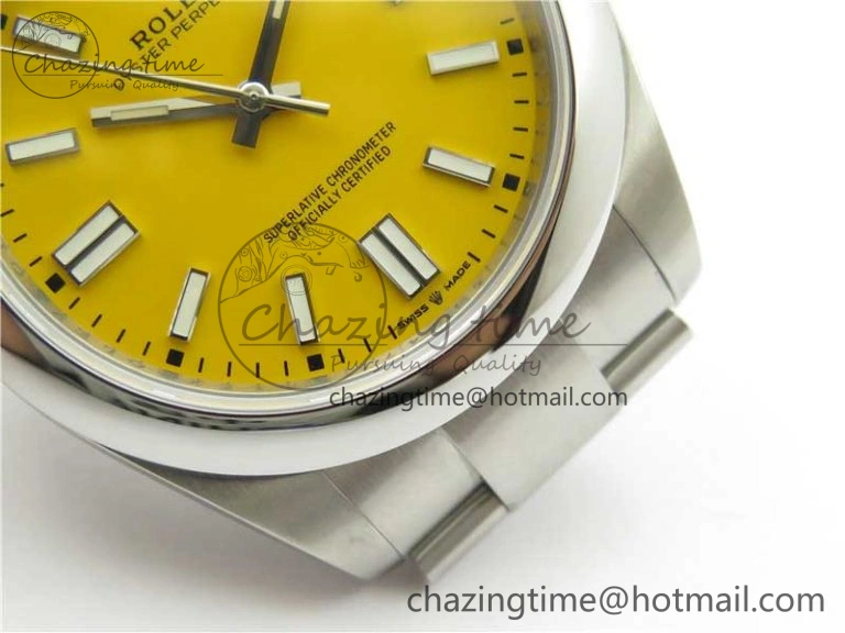 Oyster Perpetual 41mm 124300 EWF Best Edition Yellow Dial on SS Bracelet A Minimalist 2855