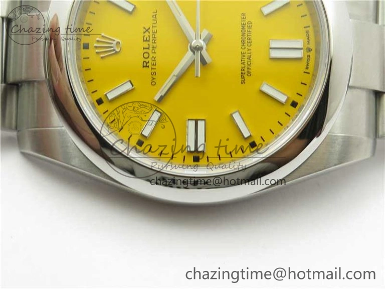 Oyster Perpetual 41mm 124300 EWF Best Edition Yellow Dial on SS Bracelet A Minimalist 2855