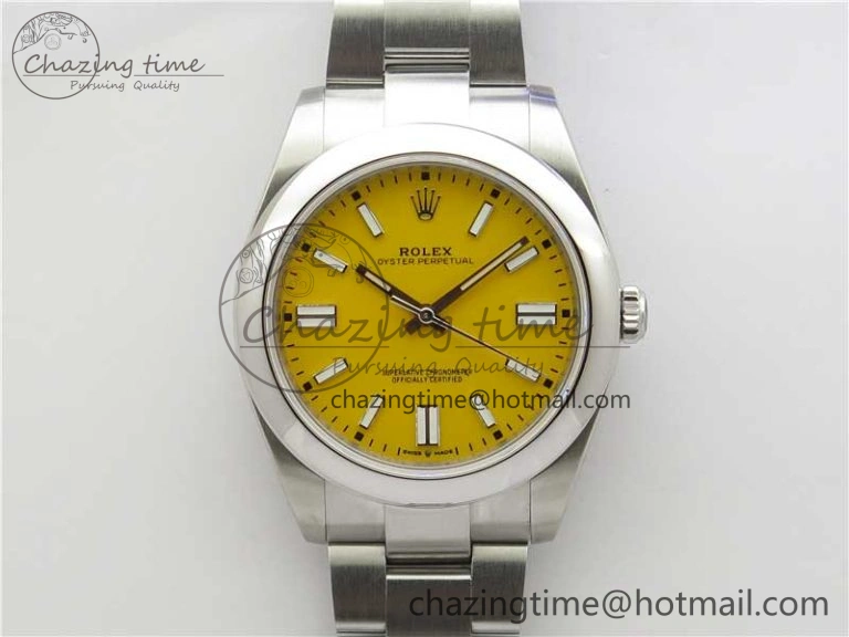 Oyster Perpetual 41mm 124300 EWF Best Edition Yellow Dial on SS Bracelet A Minimalist 2855