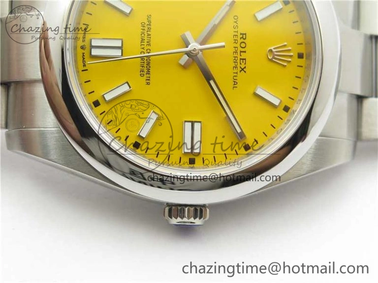Oyster Perpetual 41mm 124300 EWF Best Edition Yellow Dial on SS Bracelet A Minimalist 2855