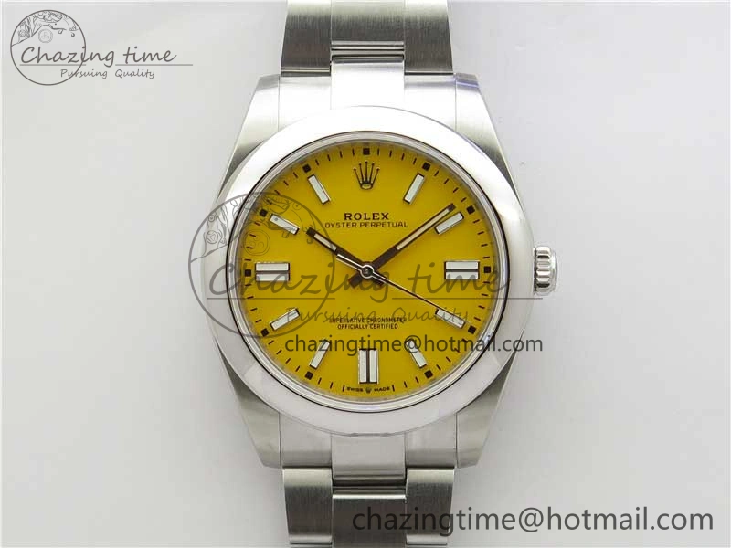 Oyster Perpetual 41mm 124300 EWF Best Edition Yellow Dial on SS Bracelet A Minimalist 2855