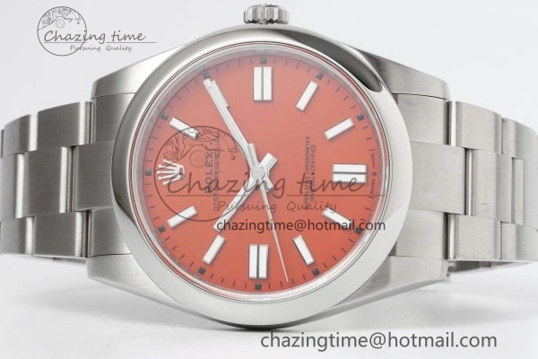 Oyster Perpetual 41mm 124300 KING 1:1 Best Edition 904L Steel Red Dial on SS Bracelet VR Vibrant 2079