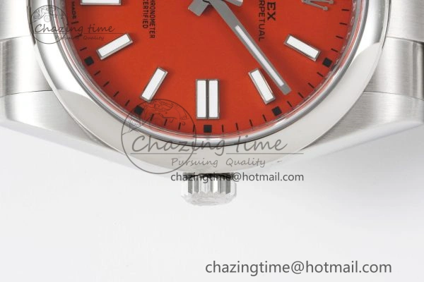 Oyster Perpetual 41mm 124300 KING 1:1 Best Edition 904L Steel Red Dial on SS Bracelet VR Vibrant 2079