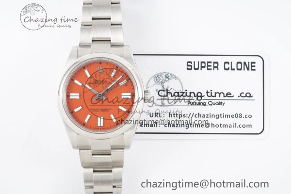 Oyster Perpetual 41mm 124300 KING 1:1 Best Edition 904L Steel Red Dial on SS Bracelet VR Vibrant 2079