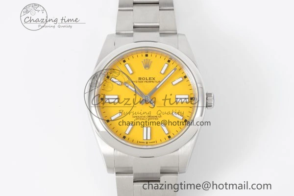 Oyster Perpetual 41mm 124300 KING 1:1 Best Edition 904L Steel Yellow Dial on SS Bracelet VR Stretchable 2076