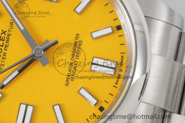 Oyster Perpetual 41mm 124300 KING 1:1 Best Edition 904L Steel Yellow Dial on SS Bracelet VR Stretchable 2076