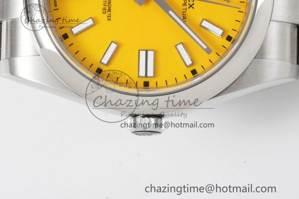 Oyster Perpetual 41mm 124300 KING 1:1 Best Edition 904L Steel Yellow Dial on SS Bracelet VR Stretchable 2076