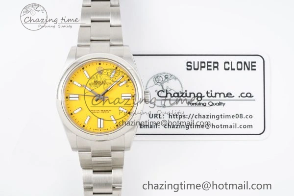 Oyster Perpetual 41mm 124300 KING 1:1 Best Edition 904L Steel Yellow Dial on SS Bracelet VR Stretchable 2076