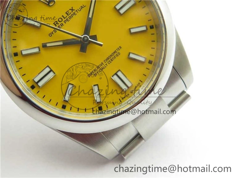 Oyster Perpetual 41mm 124300 ROF 1:1 Best Edition 904L Steel Yellow Dial on SS Bracelet A Youthful 2667