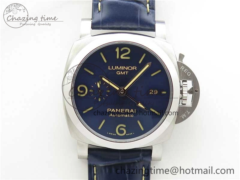 OdorResistant PAM 1033 44mm VSF 1:1 Best Edition Blue Dial on Blue Leather Strap P.9001 Super Clone 8389