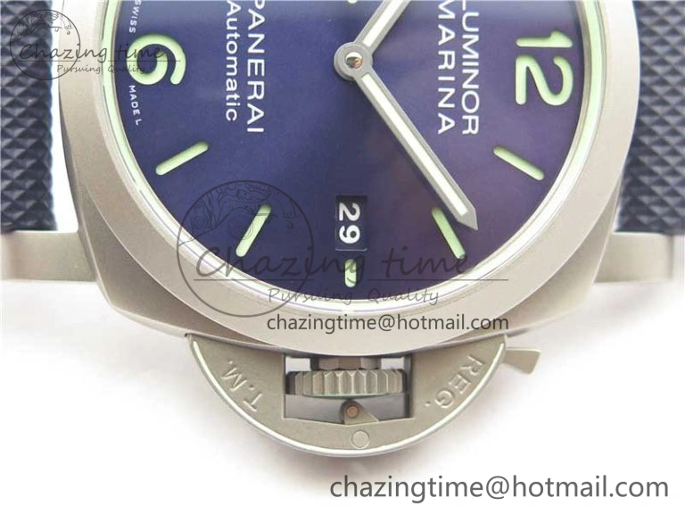 PAM 1117 Ti Case VSF 1:1 Best Edition Blue Dial on Blue Sportech Strap P.9010 Clone (Free Leather Strap) Seasonal 8397